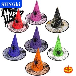 [COD] 🔥🔥🔥SHNGki Dành cho người lớn trẻ em màu đen Phù Thủy Mũ Masquerade Ribbon Wizard trang phục đầu nhọn Mũ Cosplay Halloween Đạo cụ Đảng trang trí