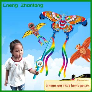 Cneng 2025 New Kids Handheld Fishing Rod Kite With Tails Outdoor Interactive Toy For Fun Parent Child Activities