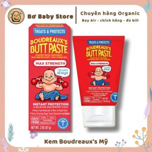 Kem ngăn ngừa hăm tã Boudreauxs Butt Paste Mỹ cho bé tuýp 57g và 113g MỸ ( Bay Air - Đủ Bill ) - Với công thức chứa thành phần có nguồn gốc từ thực vật kem giảm hăm tã Boudreauxs còn giúp dưỡng ẩm da cho bé ngăn ngừa đỏ rát hăm tã nhẹ hàng ngày
