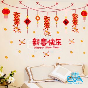 [HCM]Decal Dán Tường Dán Kính Trang Trí Tết Họa Tiết Đèn Lồng XL709 M3412
