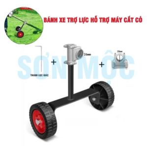 Bánh xe đẩy trợ lực dùng cho máy cắt cỏ (Gồm 2 đầu kẹp đường kính 26mm và 28mm)