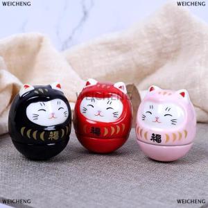 [COD] WEICHENG Gốm Daruma tượng Daruma Tumbler Thủ công mỹ nghệ Nhật Bản phong cách may mắn mèo may mắn trang trí cảnh quan trang trí nội thất phụ kiện Quà Tặng