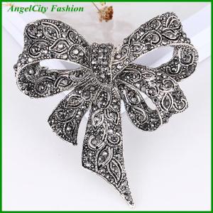 AngelCity Fashion Store Rhinestone Bow Brooch Pin Women Shirt Collar Big Bowknot Brooch Jewelry