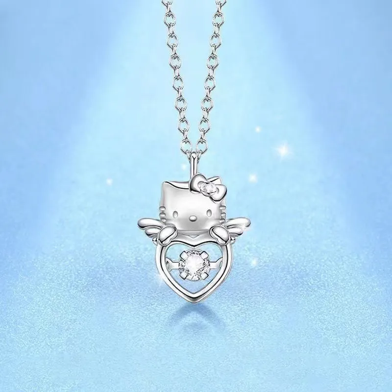 Hello Kitty Sanrio Womens Starburst Heart Pendant Necklace 18