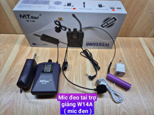 Mic trợ giảng không dây W14a - có Lựa Chọn Mic hạt gạo hoặc Mic đen.