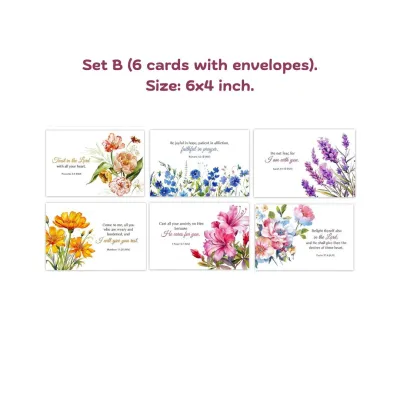 Set of 6 cards - Inspirational Christian Greeting Cards. Bible Verses. Encouragement Cards. Scripture Note.