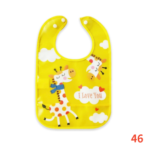 ผ้าซับน้ำลายแบบมีกระดุมรูปสัตว์ กันน้ำได้ ผ้าPEVA สำหรับ 0-2ขวบ YY201