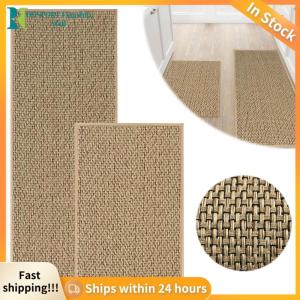 【HFM】 Kitchen & Table Linen Woven Linen-Look Floor Mat Non-slip Rug for Kitchen and Dining Room