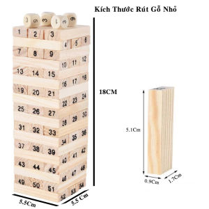 Bộ Rút Gỗ Thông Minh 54 Miếng Có Số & Xúc Xắc – Đồ Chơi Gỗ Trí Tuệ An Toàn Cho Bé Và Cả Gia Đình