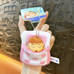 THOMA Japanese Crayon Shin-chan Keychain Anime Hanging Cartoon Bag Keyring Lovely Key Ring Crayon Shin-chan Doll Pendant Kids Toys