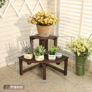 Plant Stand Flower Pot Rack Flowerpot Stand Flower Rack Outdoor Antiseptic Wood Corner Triangle Storage Rack Flower Plant Stand Shelf