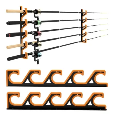 TIMES LORD Sturdy Structure Wall Mounted Fishing Rod Storage Rack Easy To Install Wall Mounted Fishing Pole Organizer Holder Neatly Stored Anti-Slip Fishing Rod Organizer Household