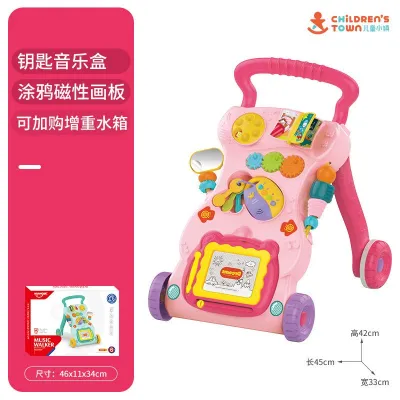 3 In 1 Baby Push Walker Scooter Anti Rollover Newborn Early Learning Game Board Toddler Education Learning Toys Music Toddler Walk Assistance