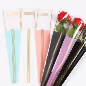 YUDESHUI 50pcs Transparent Flower Wrapping Bag Plastic Single flower Flower Packaging Flower Wrapping Single Flower Bag Valentines Day