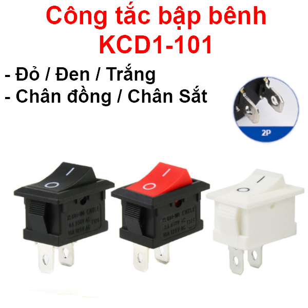 (2 cái) Công tắc bập bênh KCD1-101 6A-250V 15x21mm | Lazada.vn