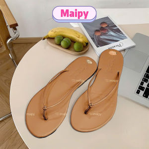 Dép kẹp nữ đế bệt đi biển mùa hè🔥FREESHIP🔥Dép kẹp tông nữ quai mảnh dây chỉ da đen bóng siêu chắc Maipy D039