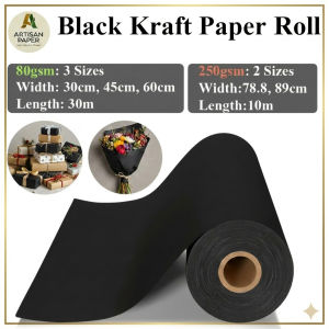 Black Kraft Paper Roll 80gsm 30m L Heavy 250gsm 10m L Gift Wrapping Floral Bouquet Art Craft Party Decoration Parcel Packaging W30cm To 89cm Versatile Bubble Wrap Alternative Shipping Cushioning Material Shadow Box Backdrop Sketching Board Sheet