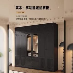 【SG⚡】Solid Wood Wardrobe Home Bedroom Storage Cabinet Wall-Mounted Storage Unit Compact Space Large Capacity Wardrobe