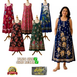 WOMEN BATIK DRESS SLEEVELESS PLUS SIZE/BAJU BATIK SIZE BESAR/BATIK DRESS INDONESIA BRAND ALADDIN/GOOD QUALITY NEW ARRIVAL