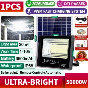 TMALL Solar Light Led Outdoor Waterproof Automatic Flood Lights with Solar Panel Complete Set Switch Remote Control