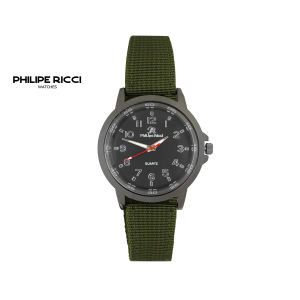 PhiLipe Ricci Jam Tangan Pria Tali Kanvas Terbaru Analog KNVS1 Free Box
