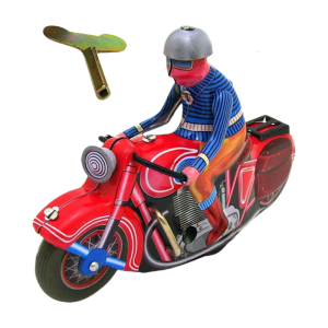 Decorative Men on Tin Motorbike Retro Tinplate Wind Up Toy Ideal for Home and Coffee Shop Decors Antique Model