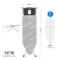 BRABANTIA Ironing Board with Aqua Bowl & Steam Generator Rest, C, 124x45cm - Made In Europe. 