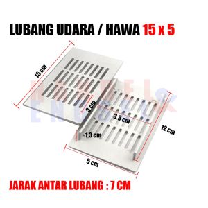 Sarangan Saringan Lubang Hawa 5 x 15-40 cm Warna Hitam & Anodize Ventilasi Aluminium Angin Kotak Lemari Lubang Angin Saringan Udara