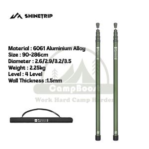 CampBoost SHINETRIP 2.86m Tent Flysheet Camping Waterproof Pole Adjustable Pole Flysheet Peg Rope