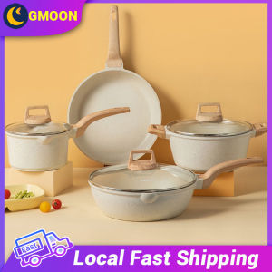 GMOON Non-Stick Medical Stone Coating Cookware Thickened Bottom Alloy Heat Collecting Pot Bottom Frying Pan Wok Soup Pot Tamagoyaki Pot Universal Cookware