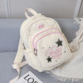 Ransel Corduroy Tas Ransel Mini Y2k Putih Korduroi Tas Sekolah Kecil Korea Lucu Tas Travelling Wanita Backpack. 