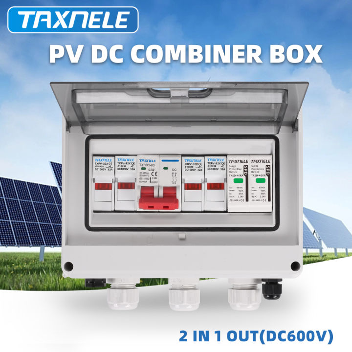 Pv Combiner Box 2 Input 1 Output Solar Photovoltaic Surge Lightning Protection Dc 600v Fuse Mcb 6566