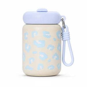 FOUNDTWO Leopard Print Straw Thermos Cup 360ml Mini Insulated  Water Bottle Portable Leak-Proof Drinking   Water Cup Outdoor Sports