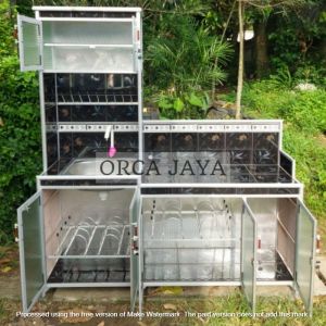 KITCHEN SET 5 PINTU TIANG HOLO KIPAS/RAK WASTAFEL/RAK PIRING/RAK KOMPOR/RAK ALUMUNIUM/FREE ONGKIR 35KM ~ JABODETABEK