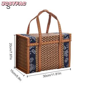 JCSYFAC Tre Gấp Dệt Giỏ Trái Cây Cầm Tay Xử Lý Trái Cây Mua Sắm Thực Phẩm Giỏ Dã Ngoại Thực Phẩm Lưu Trữ Giỏ Cho Ngoài Trời