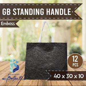 ( 12 pcs ) Goodie Bag PREMIUN TEBAL Standing Handle EMBOSS 40x30 Tas Spunbond Tali EMBOSS
