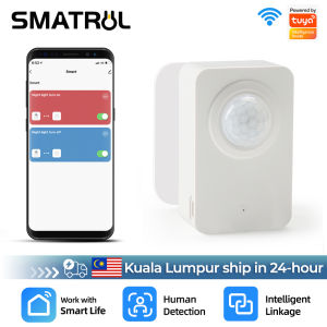 SMATRUL Tuya/ Smart Life WiFi PIR Motion SensorHuman Body Movement Infrared Detector Sound and Light Alarm Usb Detector Remote Control Timing Arm DisarmHome Security Alarm System
