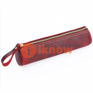 Best selling retro leather stationery pencil case first layer cowhide crazy horse leather handmade coin purse student stationery storage bag