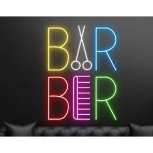 ป้ายไฟ ป้ายไฟร้าน ป้ายไฟตัวอักษร ป้ายไฟวิ่ง ป้ายไฟนีออน ป้ายไฟร้านตัดผม ป้ายไฟBARBER barbershopตัดผมชาย 60x40cm