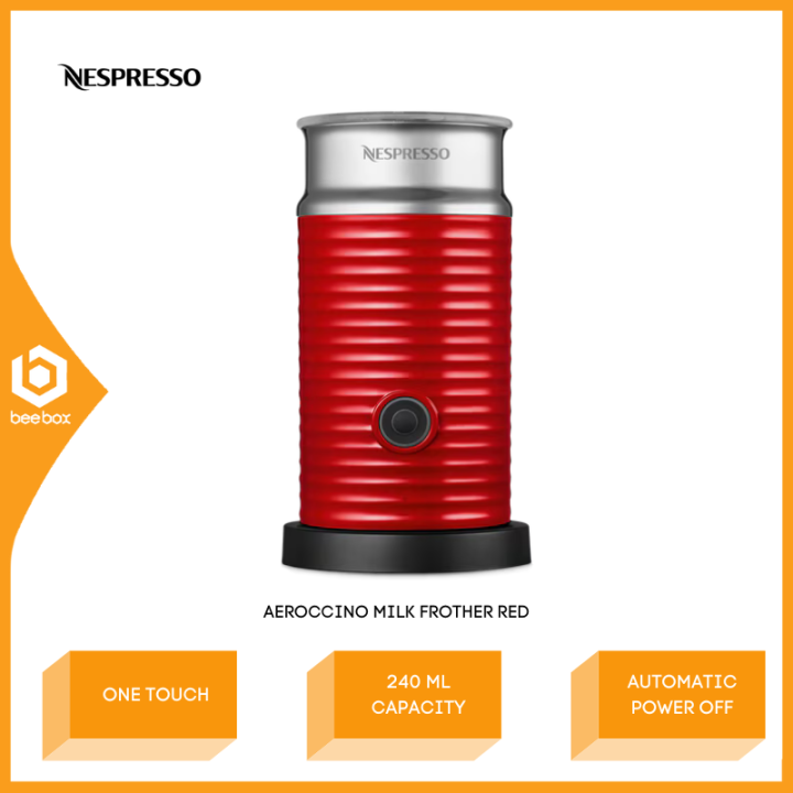 Nespresso AEROCCINO Milk Frother Red Black One Touch Automatic