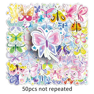 50pcs Original Beautiful Butterfly Graffiti Sticker Decoration Luggage Laptop Cartoon Animal Sticker