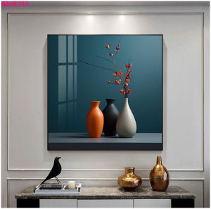 Himalaya Painting 40cmx40cm Vase Abstract Design Frameless Waterproof Sintraboard Decorative Wall No Light