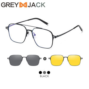 Grey Jack Kacamata Clip On 2in1 Polarized Free 2 Lens Model Aviator Kotak Ringan Bahan Metal 7009