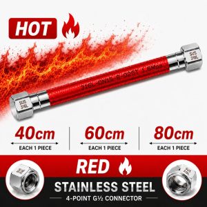 40/60/80cm Stainless Steel Flexible Shower Hose Anti Scald Coated PVC Corrugated Shower Pipe Bathroom