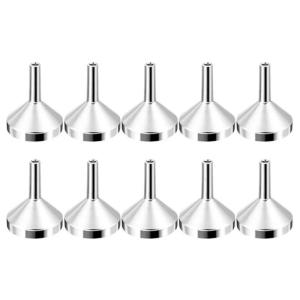 10Pieces Small Metal Funnel Liquid Packaging Tool Suitable for Transferring Perfumes into Atomisers or Handbag Pumpers