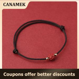 【 CANAMEK 】 Tibetan  Lotus Beaded Bracelet Handmade Braided Adjustable Lucky Red Thread Charm Bracelets For Women Men Couple Jewelry