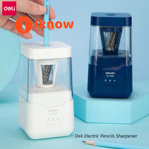 I Know Deli กบเหลาดินสอไฟฟ้ากบเหลาดินสอพกพาได้นักเรียนอุปกรณ์เหลาดินสอแห้งทำงานด้วยแบตเตอรี่ทนทานเครื่องเหลาดินสอที่จุปากกาขนาดใหญ่กล่องเก็บเศษ3โหมดความหนาของหัวปากกาปรับได้ผ่านชุดเครื่องเขียนป้องกันความร้อน
