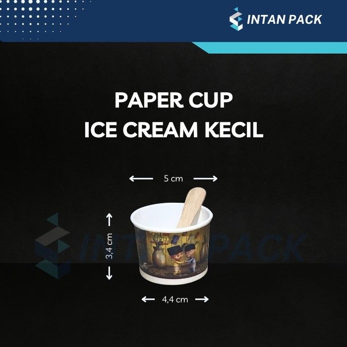 Cup Es Krim Paper Cup Ice Cream Kecil 2 oz GRATIS Sendok Kayu (50 pcs ...