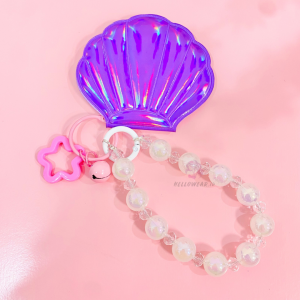 POCKET MIRROR CERMIN SAKU ARIEL MERMAID CERMIN KERANG HOLOGRAM HIASAN TAS MINI MIRROR