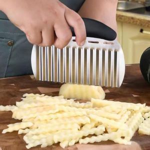 Potato Slicer Stainless Steel Heavy Duty Potato Cutter Cutting Wavy with Handle Vegetable Chopper Veggies